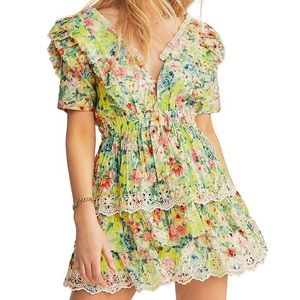 LoveShackFancy Aldina Dress in Rainbow Skies